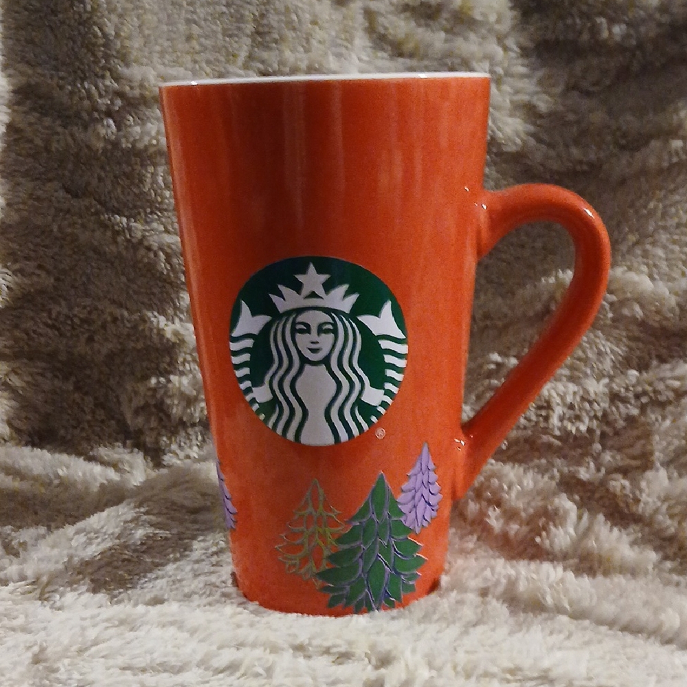 Starbucks Red Mug with Tree Design